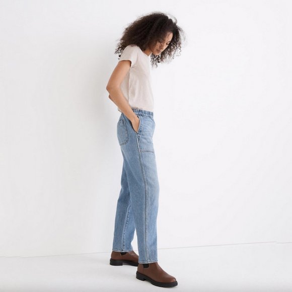 Madewell XXS Pull-On Relaxed Jeans in Beswick Wash - Picture 7 of 10